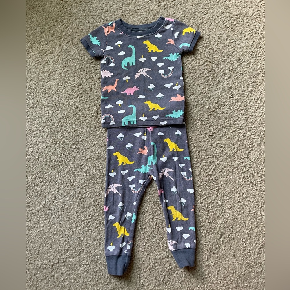 Short sleeve dinosaur 2 piece pajamas set